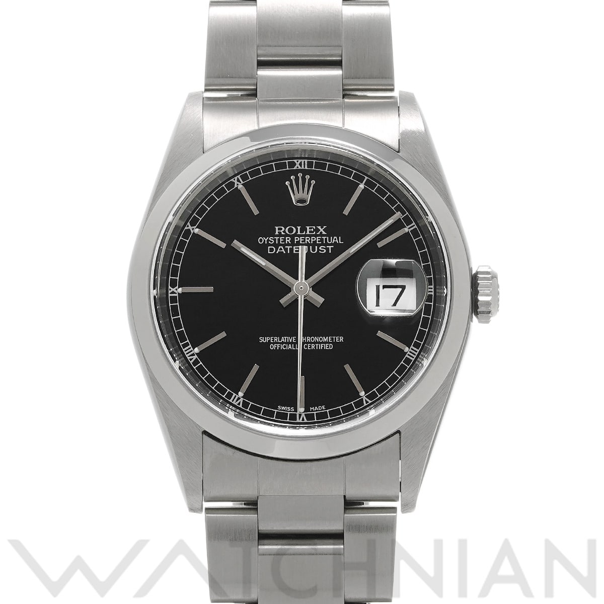 ロレックス デイトジャスト 36 16200 ブラック メンズ 時計 【中古】【wristwatch】