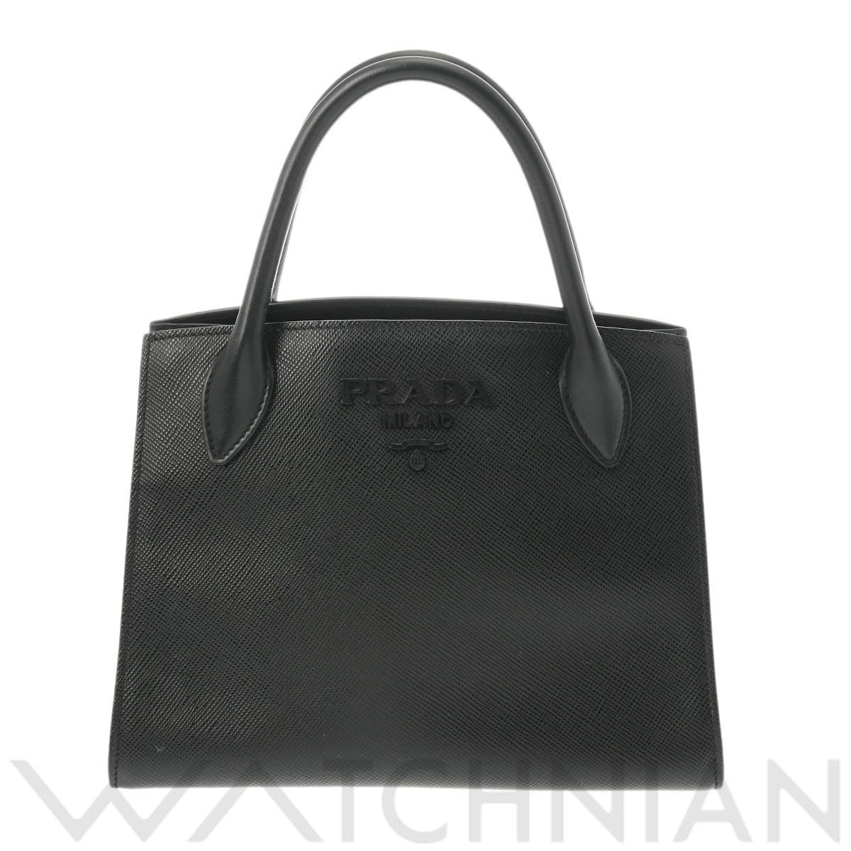 プラダ モノクローム スモールバッグ ブラック/ゴールド金具 1BA156 サフィアーノレザー レディース バッグ 【中古】【bag】