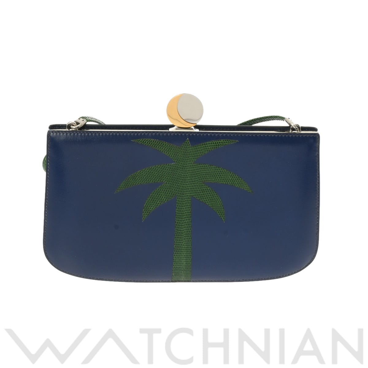 エルメス サック アマリース ブルー/グリーン/パラジウム金具 ボックスカーフ/リザード レディース バッグ 【中古】【bag】