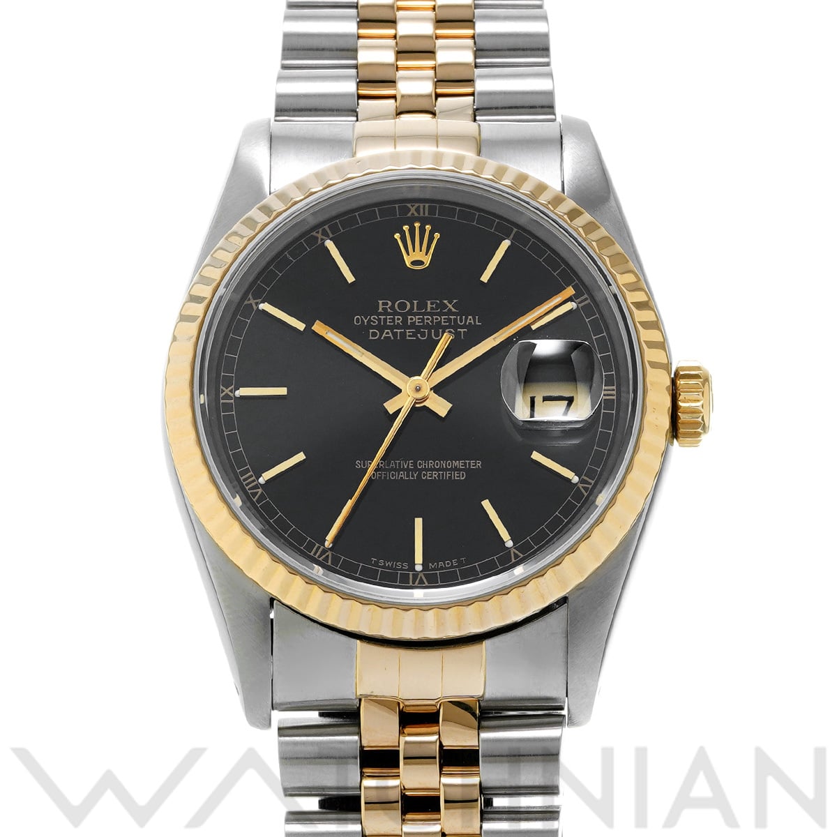 ロレックス デイトジャスト 16233 ブラック メンズ 時計 【中古】【wristwatch】