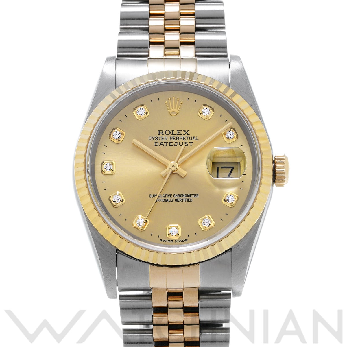 ロレックス デイトジャスト 16233G シャンパン/ダイヤモンド メンズ 時計 【中古】【wristwatch】