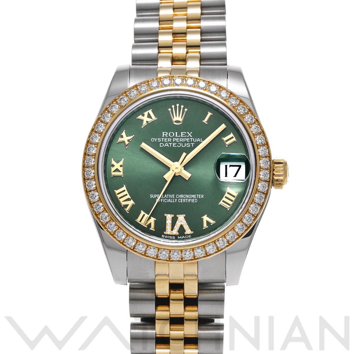 ロレックス デイトジャスト 31 178383 オリーブグリーン/ダイヤモンド ユニセックス 時計 【中古】【wristwatch】