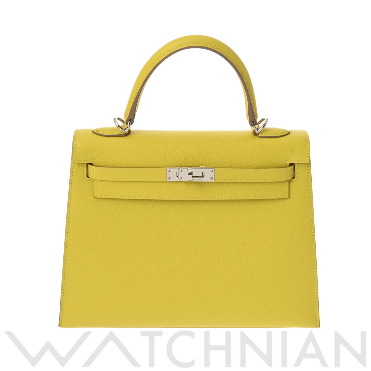 エルメス ケリー25 外縫い ライム/パラジウム金具 ヴォーエプソン レディース バッグ 【中古】【bag】