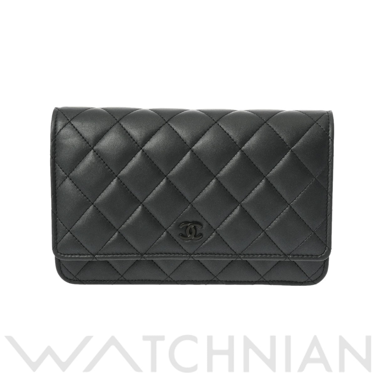 シャネル マトラッセ チェーンウォレット ブラック/ブラック金具 AP0250 ラムスキン レディース バッグ 【中古】【bag】