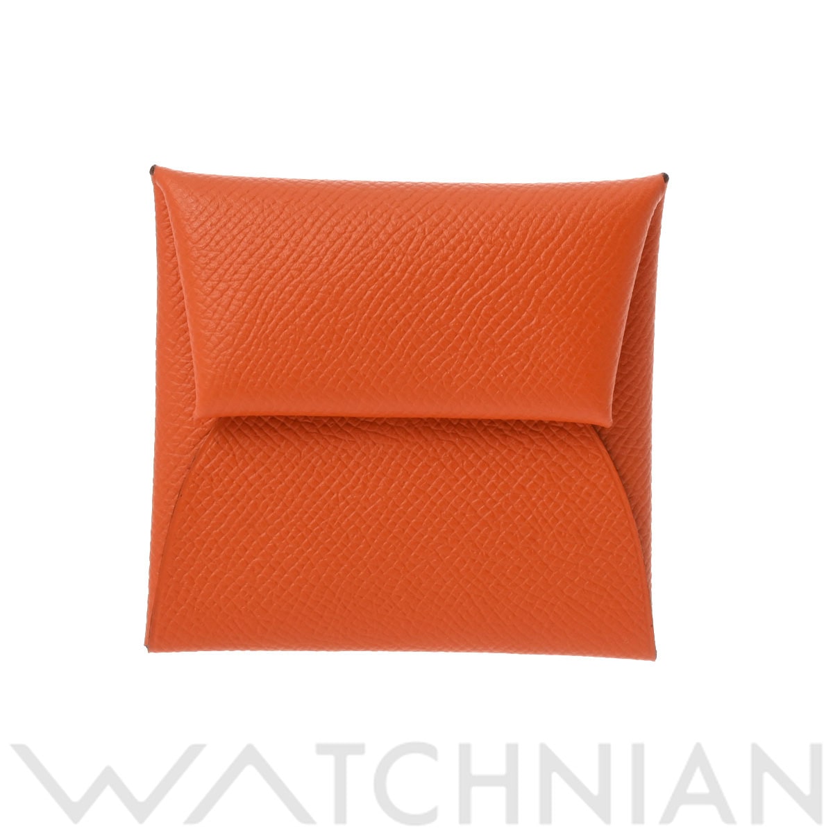エルメス バスティア オレンジ/パラジウム金具 ヴォーエプソン ユニセックス 財布 【中古】【purse】