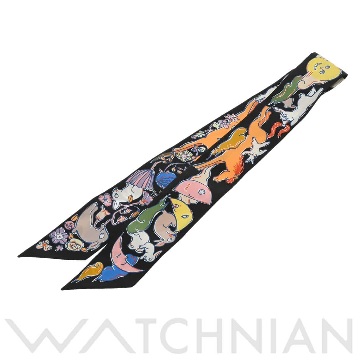 エルメス ツイリー MILLE ET UN LAPINS ブラック 064007S シルク100％ レディース 【新品】【other】