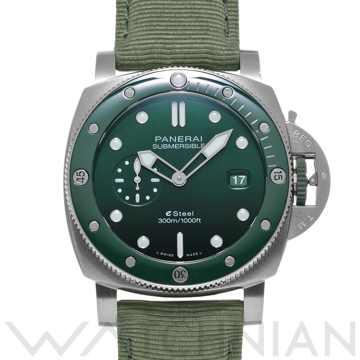 パネライ サブマーシブル クアランタクアトロ PAM01287 グリーン メンズ 時計 【中古】【wristwatch】