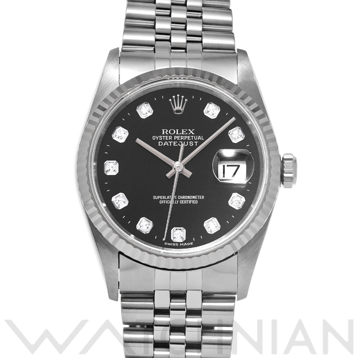 ロレックス デイトジャスト 16234G ブラック/ダイヤモンド メンズ 時計 【中古】【wristwatch】