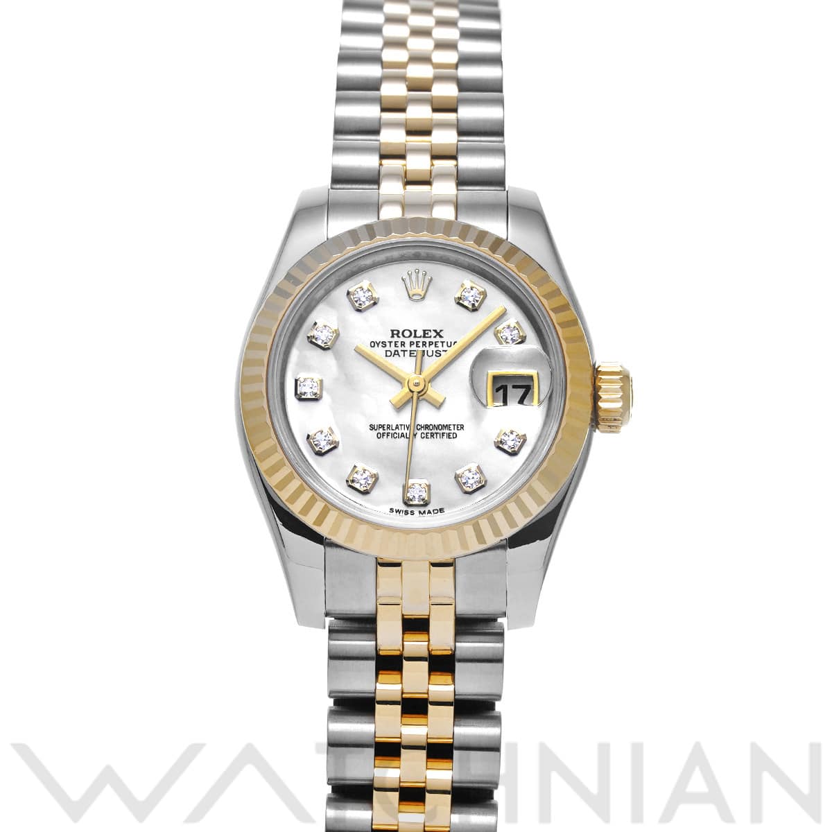 ロレックス レディ デイトジャスト 26 179173NG ホワイトシェル/ダイヤモンド レディース 時計 【中古】【wristwatch】