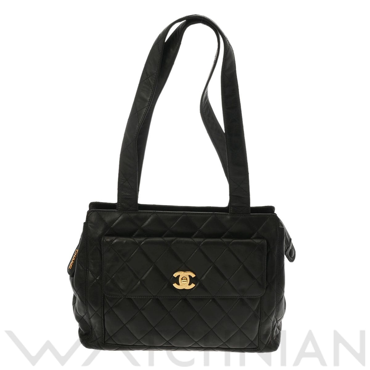 シャネル ブラック/ゴールド金具 ラムスキン レディース バッグ 【中古】【bag】