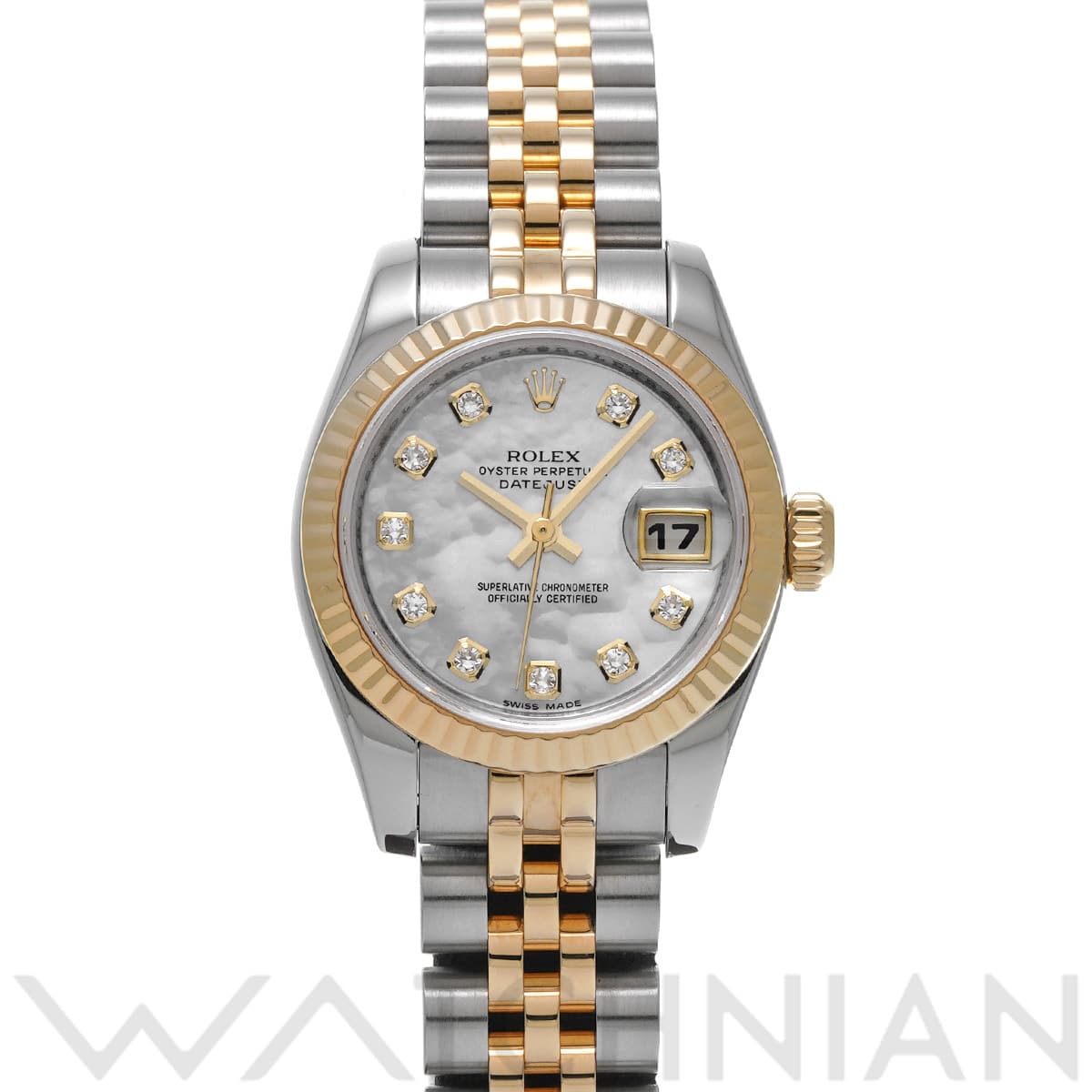 ロレックス レディ デイトジャスト 26 179173NG ホワイトシェル/ダイヤモンド レディース 時計 【中古】【wristwatch】