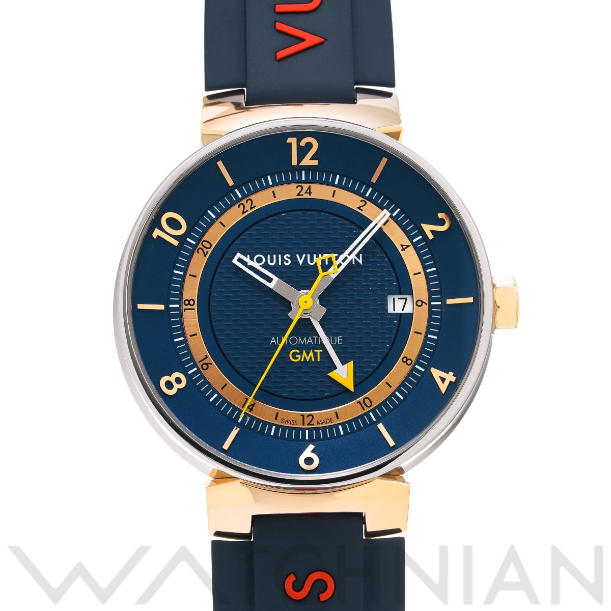 ルイ ヴィトン タンブール ムーン GMT QA028Z ブルー メンズ 時計 【中古】【wristwatch】