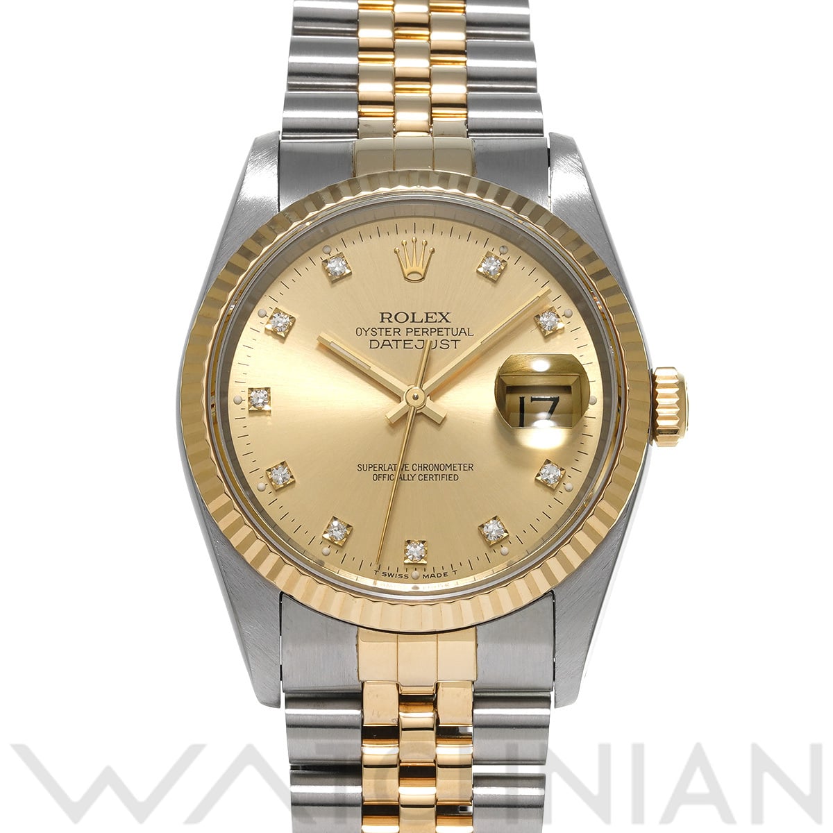 ロレックス デイトジャスト 16233G シャンパン/ダイヤモンド メンズ 時計 【中古】【wristwatch】