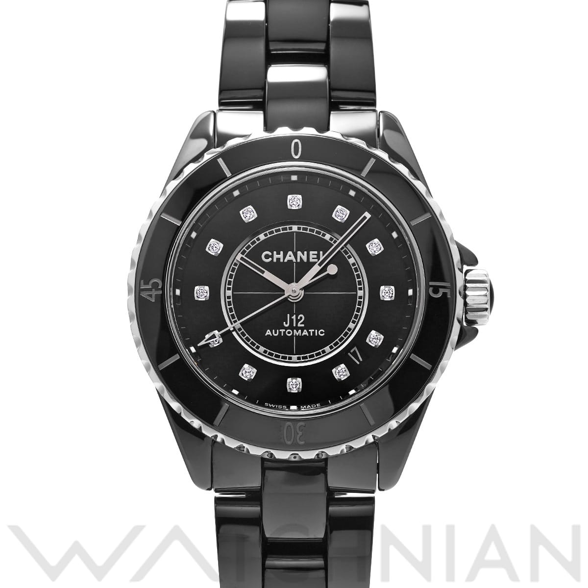 シャネル J12 キャリバー12.1 38MM H5702 ブラックラッカー/ダイヤモンド メンズ 時計 【中古】【wristwatch】