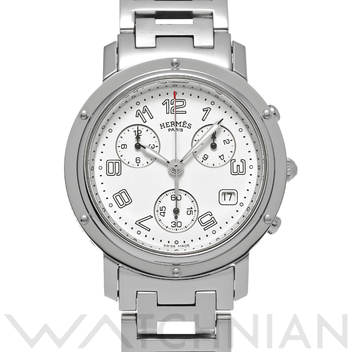 エルメス クリッパー クロノグラフ CL1.910 ホワイト メンズ 時計 【中古】【wristwatch】