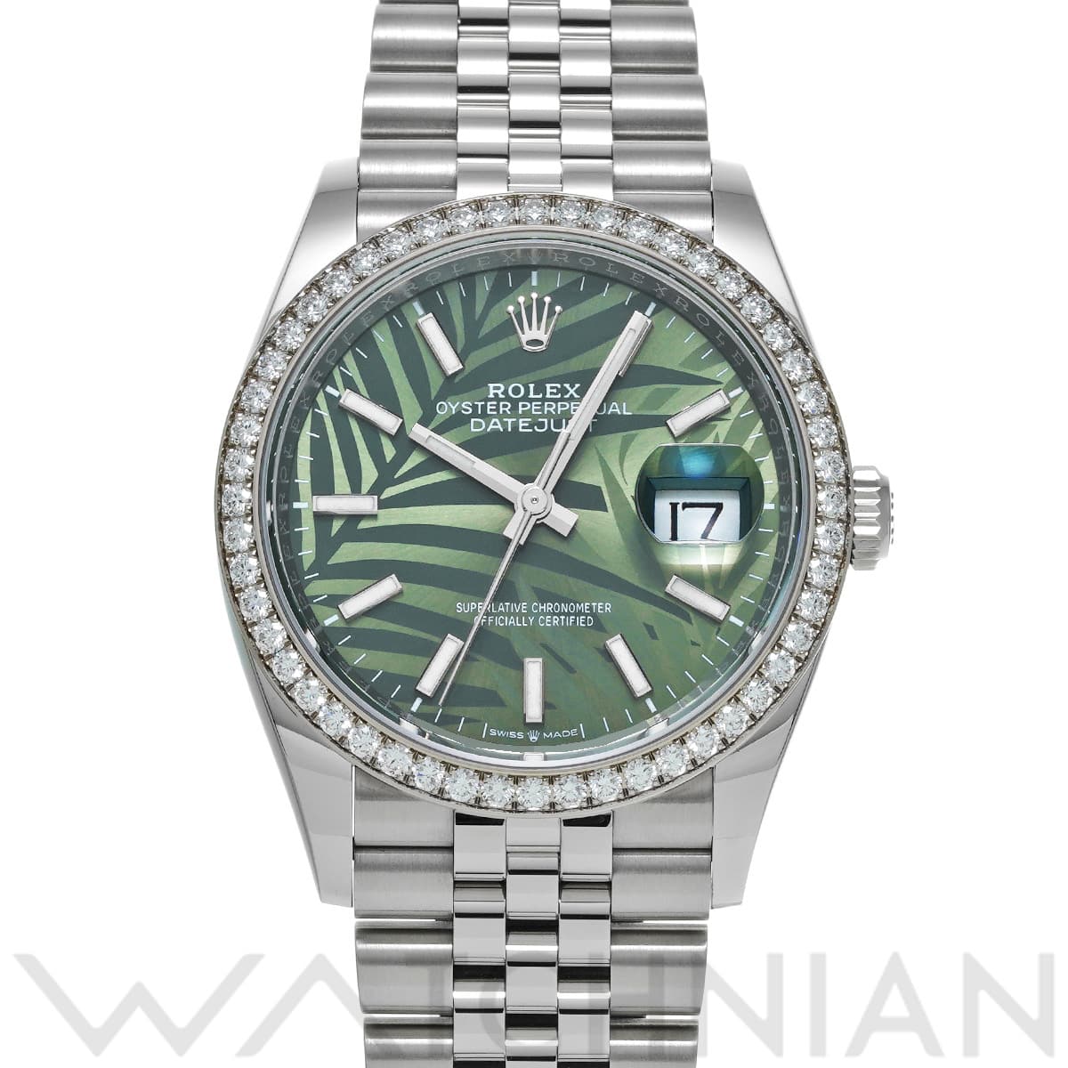 ロレックス デイトジャスト 36 126284RBR オリーブグリーン パームモチーフ メンズ 時計 【中古】【wristwatch】