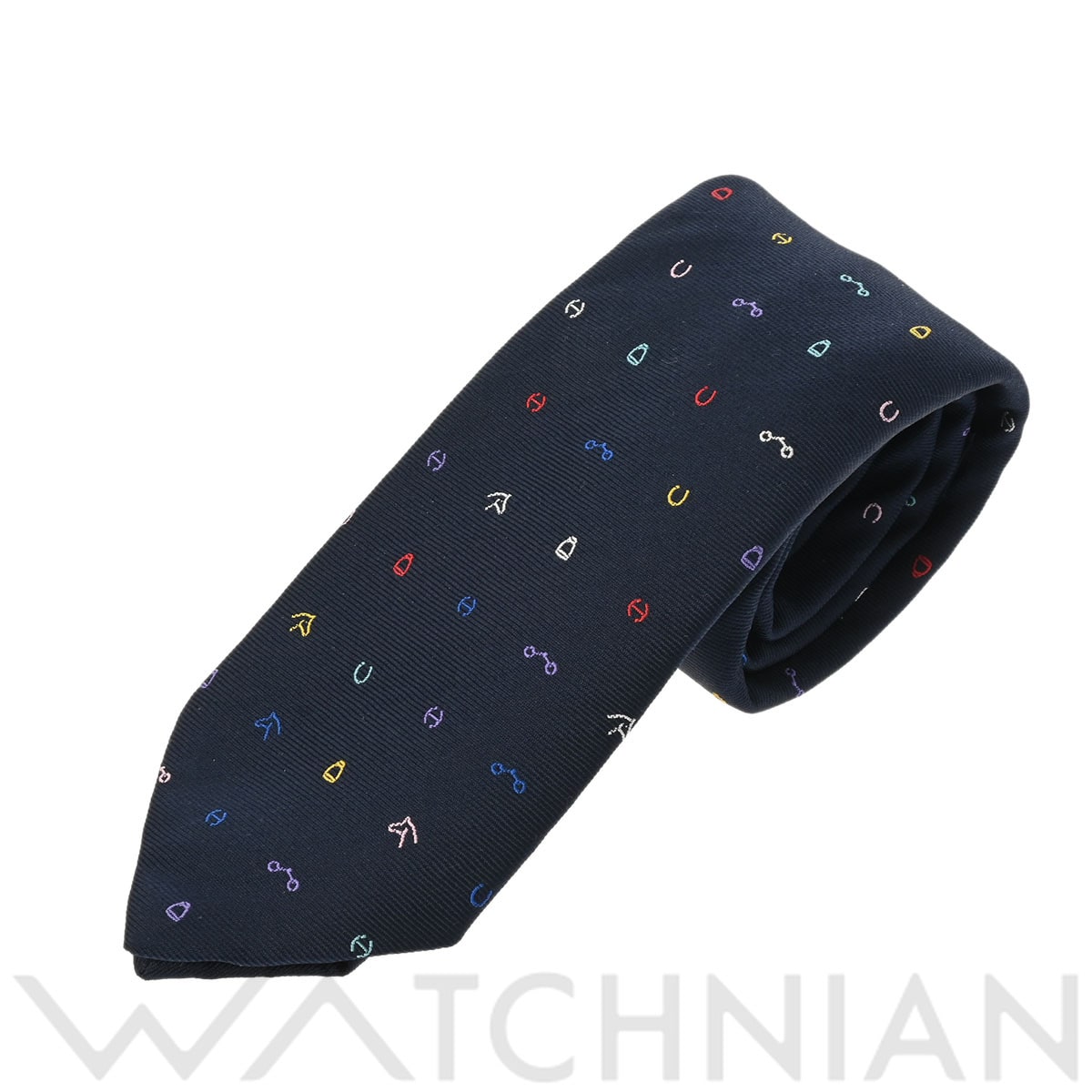 エルメス シルクタイ トゥティ フルッティ エケストル ネイビー/マルチカラー シルク100% メンズ 【新品】【other】