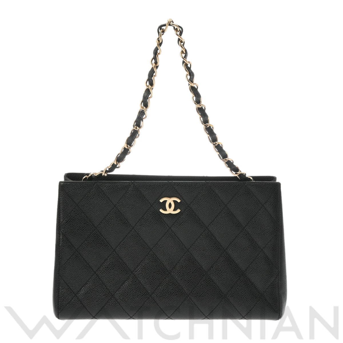 シャネル チェーン ブラック/ゴールド金具 キャビアスキン レディース バッグ 【中古】【bag】