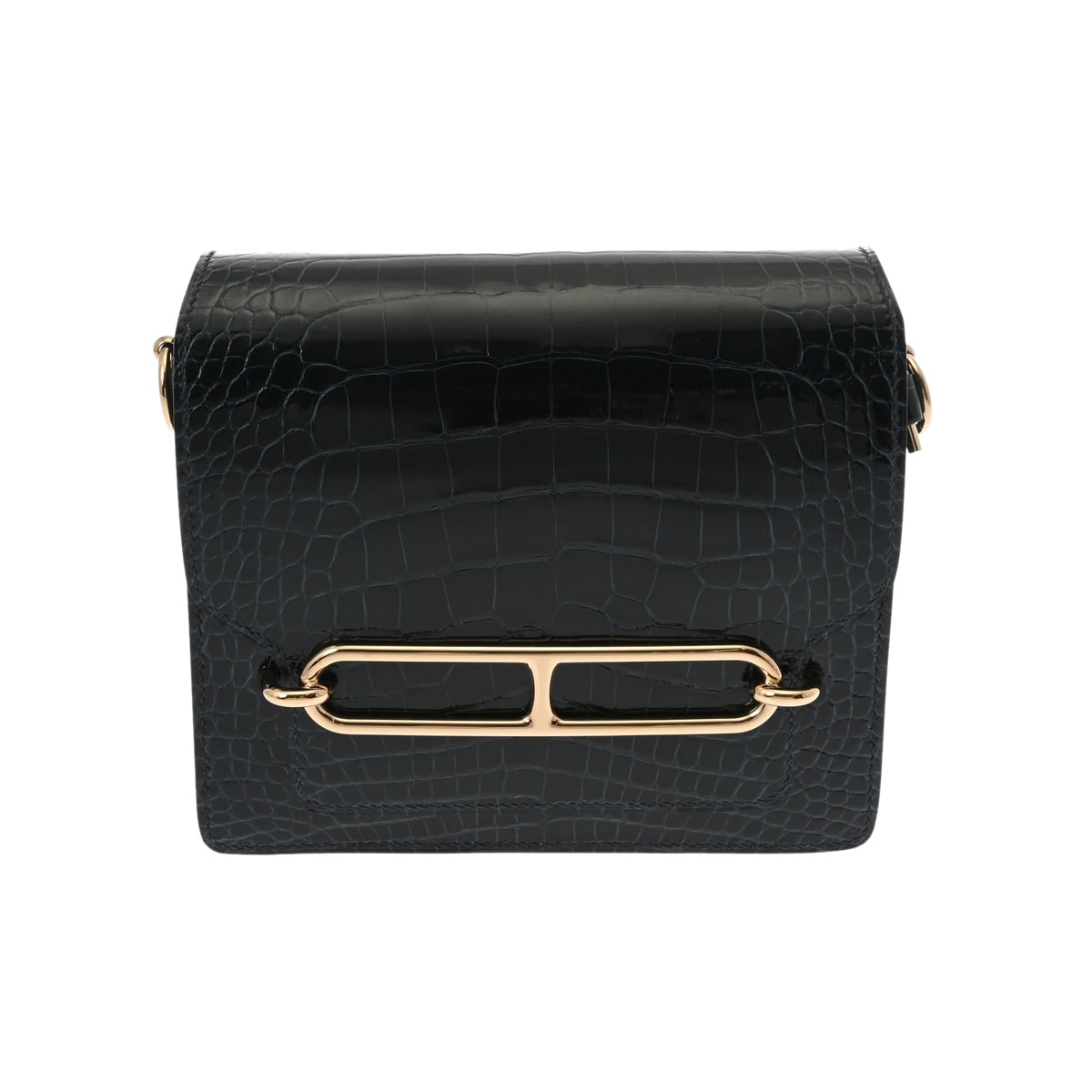 エルメス ルリ ミニ ブルーマリン/ローズゴールド金具 アリゲーターリセ レディース バッグ 【中古】【bag】