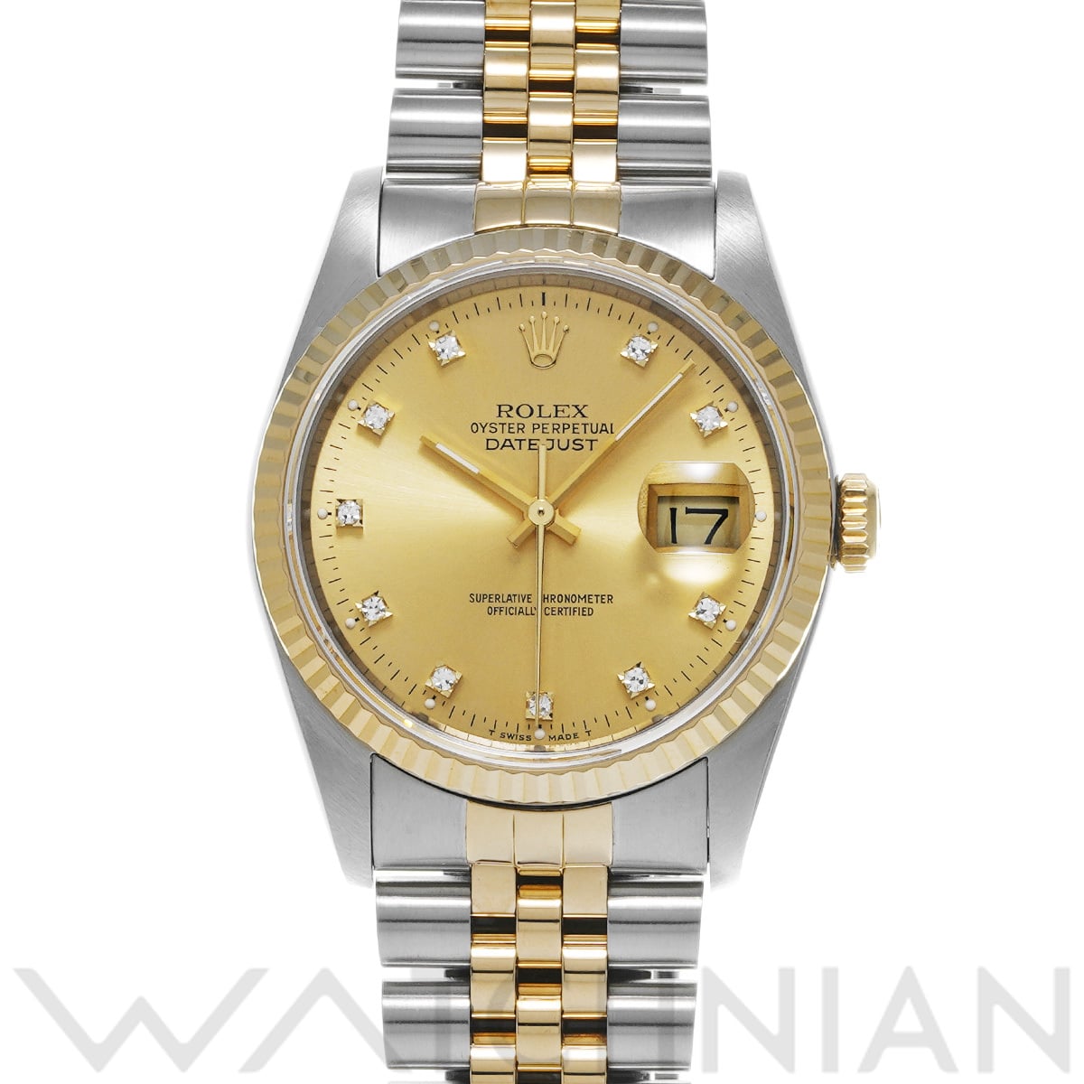 ロレックス デイトジャスト  16233G シャンパン/ダイヤモンド メンズ 時計 【中古】【wristwatch】