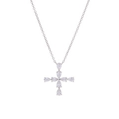 ハリー ウィンストン ペアシェイプ ミニクロス ネックレス シルバー PEDPREMCPM Pt950プラチナ レディース ジュエリー 【中古】【jewelry】