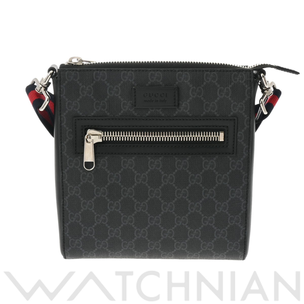 グッチ スモール メッセンジャーバッグ ブラック/シルバー金具 523599 GGスプリームキャンバス メンズ バッグ 【中古】【bag】