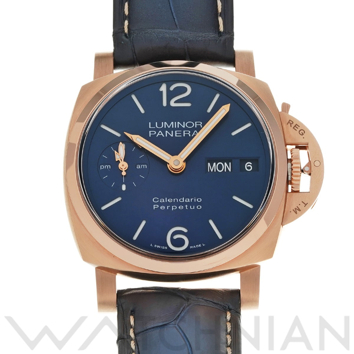 パネライ ルミノール パーペチュアルカレンダー ゴールドテック PAM00742 ブルー メンズ 時計 【中古】【wristwatch】