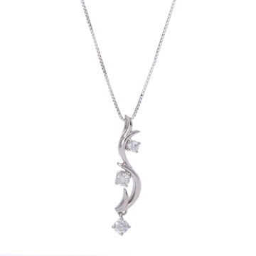 トリロジー ダイヤネックレス 3PD Pt900プラチナ/Pt850プラチナ レディース ジュエリー 【中古】【jewelry】