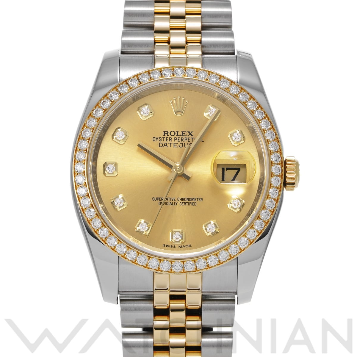ロレックス デイトジャスト 36 116243G シャンパン/ダイヤモンド メンズ 時計 【中古】【wristwatch】