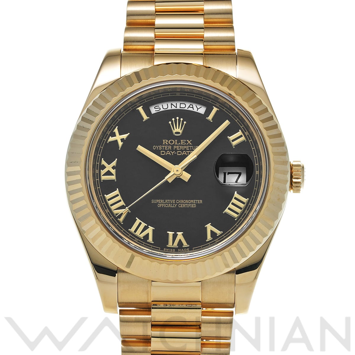 ロレックス デイデイト II 218238 ブラック メンズ 時計 【中古】【wristwatch】