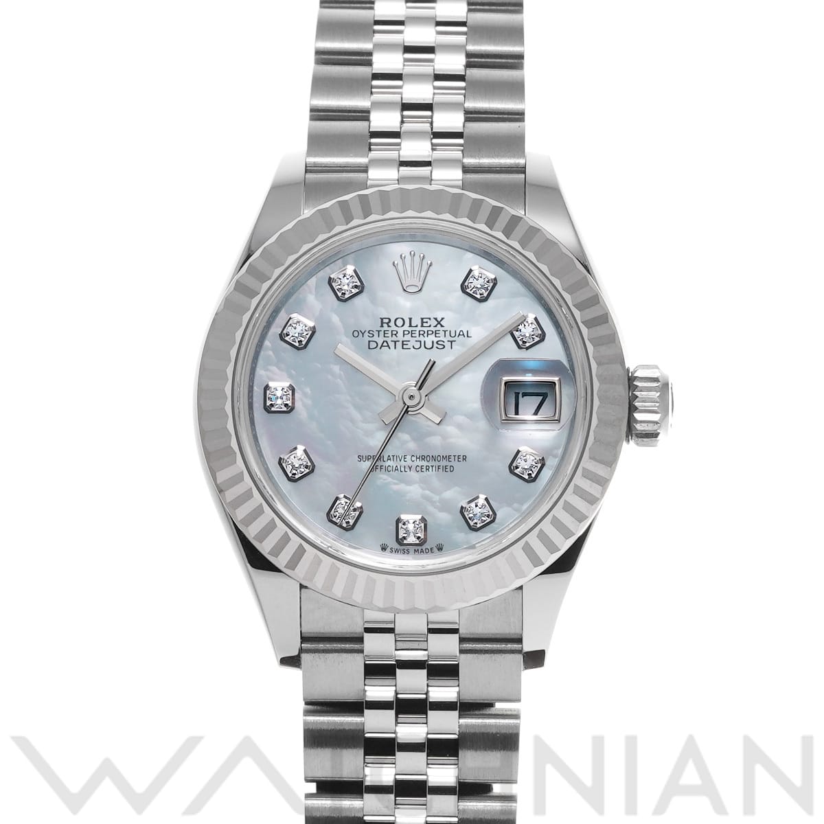 ロレックス レディ デイトジャスト 28 279174NG ホワイトシェル/ダイヤモンド レディース 時計 【中古】【wristwatch】