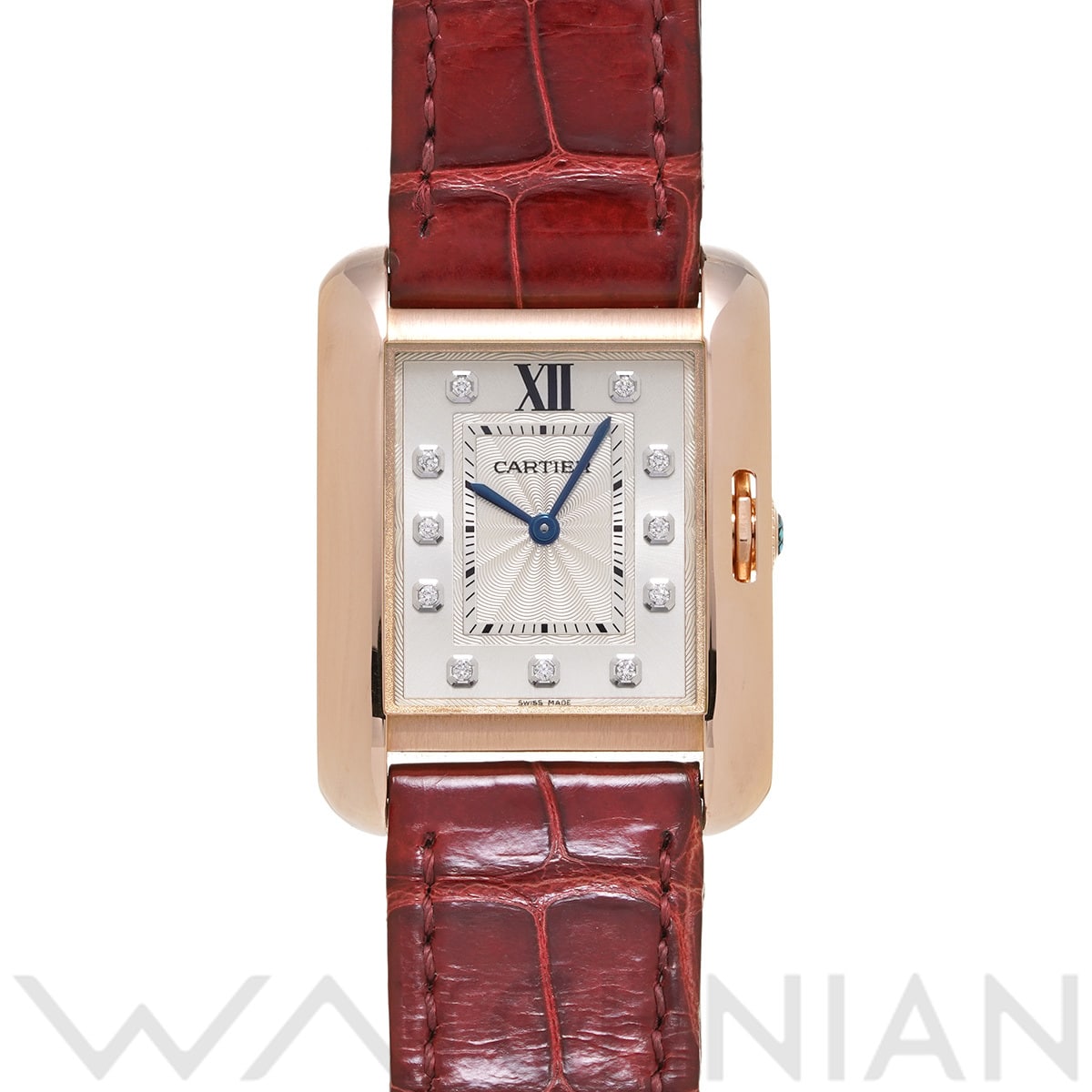 カルティエ タンクアングレーズ MM WJTA0009 シルバー/ダイヤモンド ユニセックス 時計 【中古】【wristwatch】