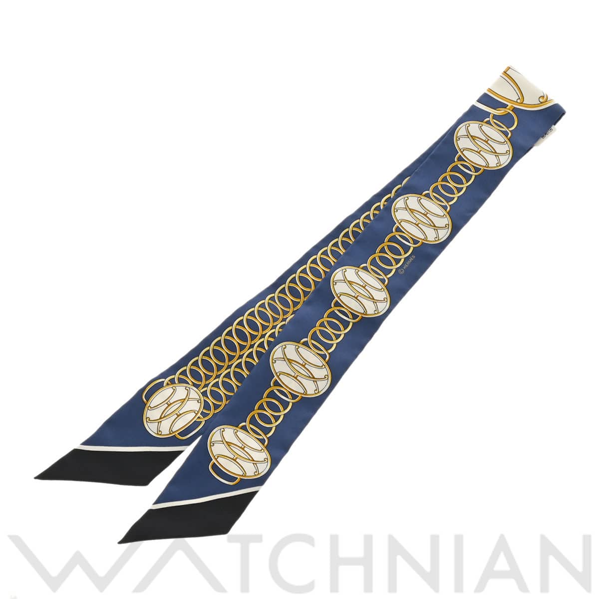 エルメス ツイリー LIFT PROFILE マリン/ノワール/ゴールド 063777S シルク100％ レディース 【新品】【other】