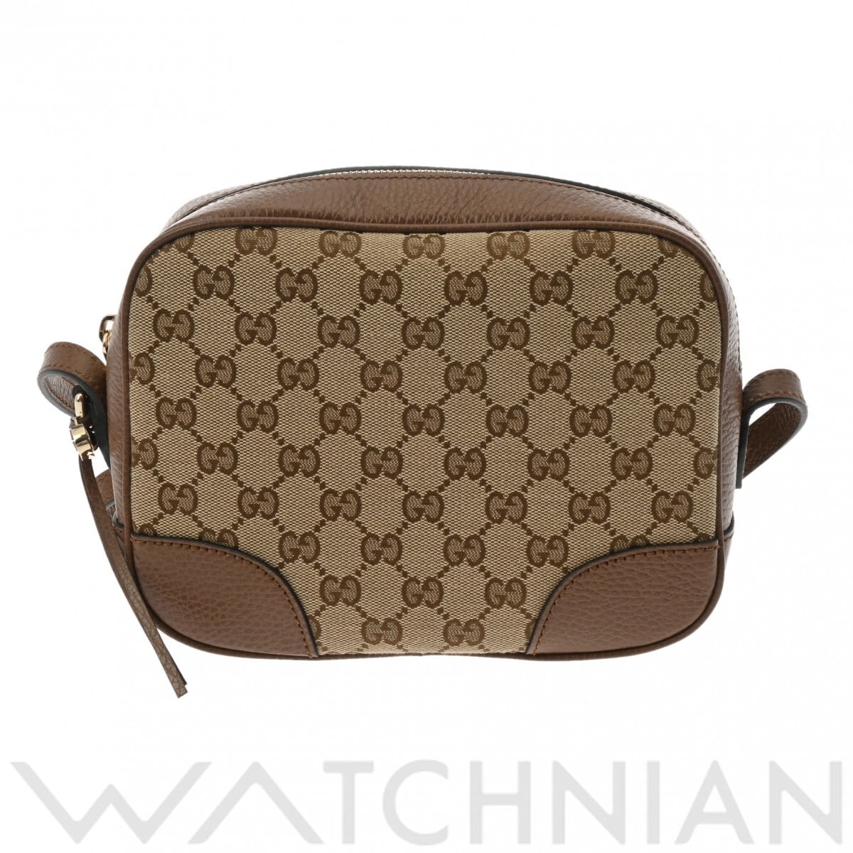グッチ ベージュ/ブラウン/エボニー/ゴールド金具 449413 GGキャンバス/レザー レディース バッグ 【中古】【bag】