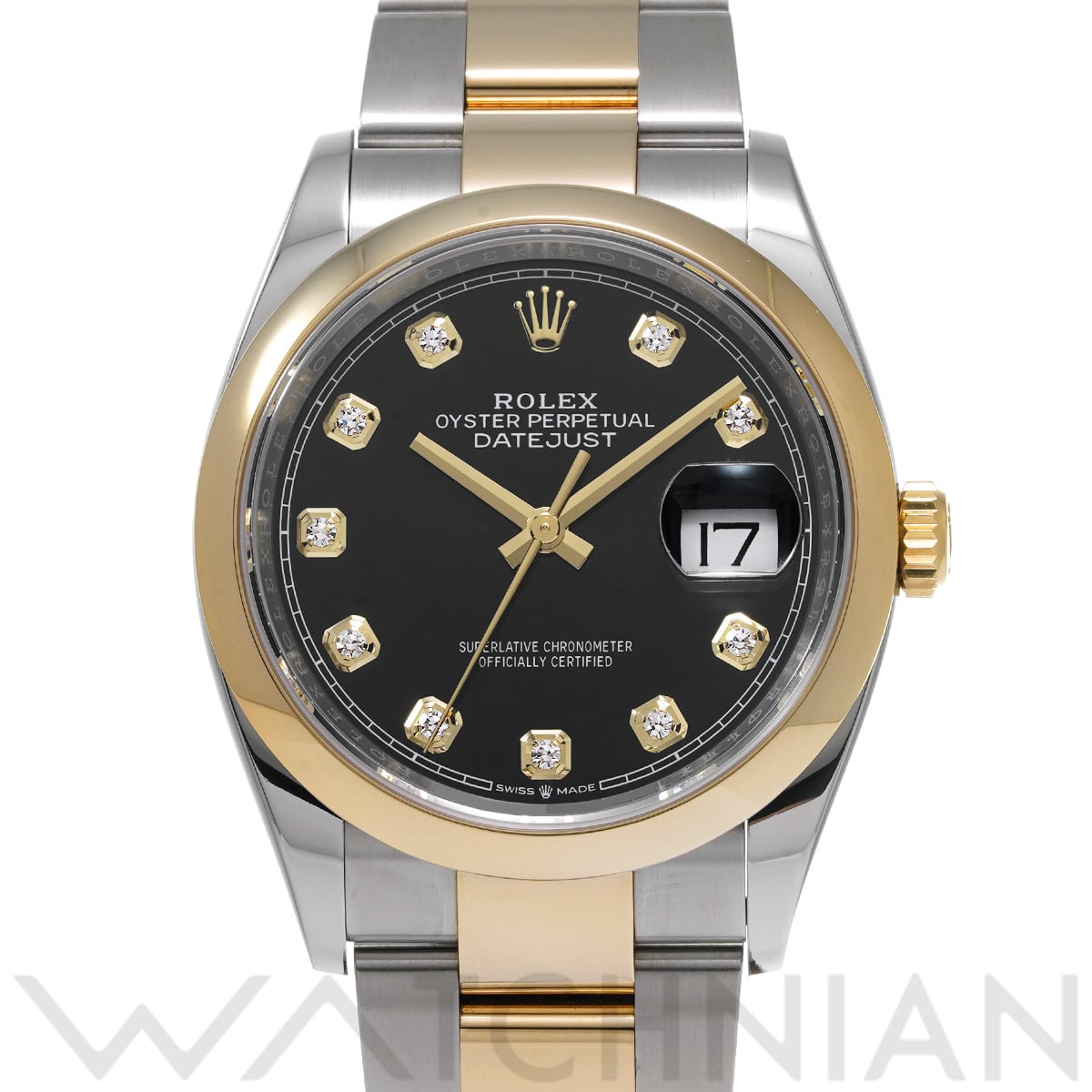 ロレックス デイトジャスト 36 126203G ブラック/ダイヤモンド メンズ 時計 【中古】【wristwatch】