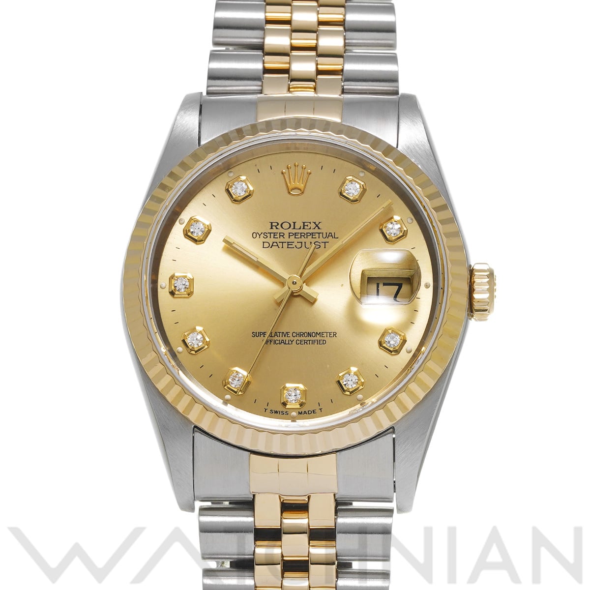 ロレックス デイトジャスト 16233G シャンパン/ダイヤモンド メンズ 時計 【中古】【wristwatch】