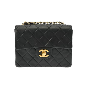 シャネル マトラッセ ミニ クラシック チェーンショルダー ブラック ラムスキン レディース バッグ 【中古】【bag】