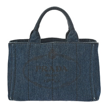 プラダ カナパ トート ブルー/ゴールド金具 デニム レディース バッグ 【中古】【bag】
