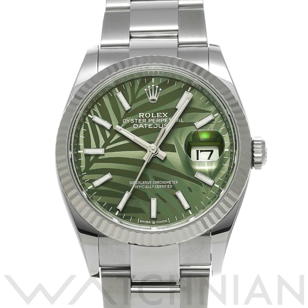 ロレックス デイトジャスト 36 126234 オリーブグリーン パームモチーフ メンズ 時計 【中古】【wristwatch】