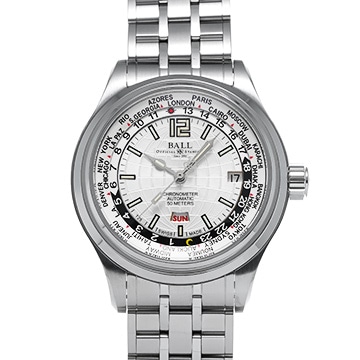 ボールウォッチ トレインマスター ワールドタイム GM1020D-S1CAJ-SL シルバー メンズ 時計 【中古】【wristwatch】