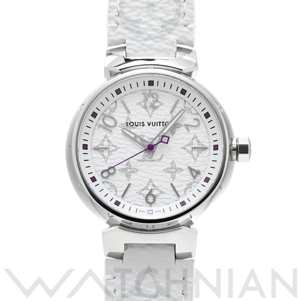 ルイ ヴィトン タンブール モノグラム QA116Z ホワイト レディース 時計 【中古】【wristwatch】