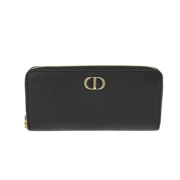 ディオール 30 Montaigne ジップウォレット ブラック グレインドカーフレザー ユニセックス 財布 【中古】【purse】