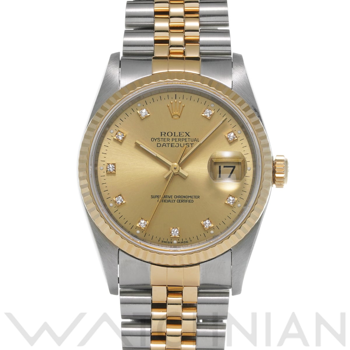 ロレックス デイトジャスト 16233G シャンパン/ダイヤモンド メンズ 時計 【中古】【wristwatch】