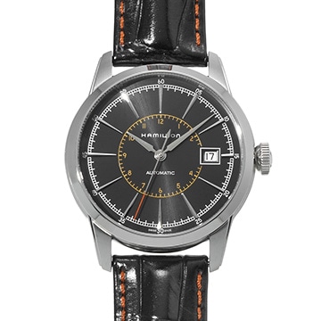 ハミルトン レイルロード デイト H405550 ブラック メンズ 時計 【中古】【wristwatch】