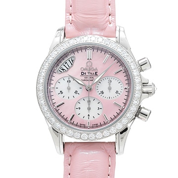 オメガ デ・ヴィル コーアクシャル クロノグラフ 4877.74.34 ピンクシェル レディース 時計 【中古】【wristwatch】