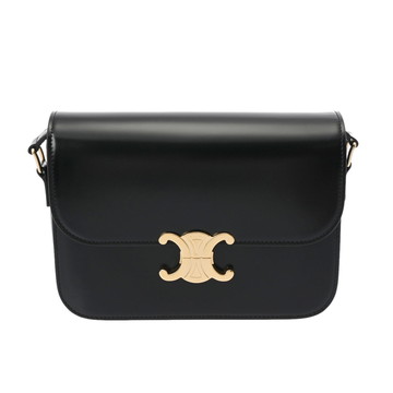 セリーヌ クラシック トリオンフバッグ ブラック 187363BF4.38NO シャイニーカーフスキン レディース バッグ 【中古】【bag】