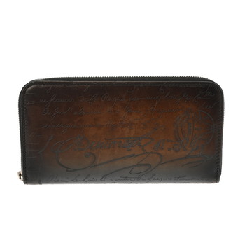 ベルルッティ イタウバ ネオ カリグラフィ ブラウン/ネイビー系 C0272P スクリットレザー メンズ 財布 【中古】【purse】