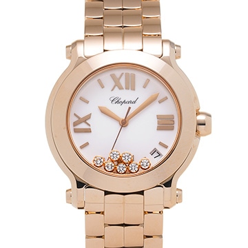 ショパール ハッピースポーツ 277472-5001 ホワイト/ダイヤモンド レディース 時計 【中古】【wristwatch】