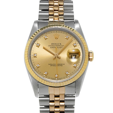 ロレックス デイトジャスト 16233G シャンパン/ダイヤモンド メンズ 時計 【中古】【wristwatch】