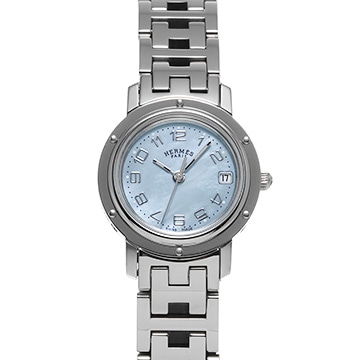 エルメス クリッパー ナクレ CL4.210.213/3796 ブルーシェル レディース 時計 【中古】【wristwatch】